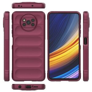 Противоударный чехол Flexible Case для Xiaomi Poco X3 Pro / X3 NFC бордовый