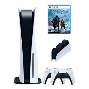 PS5 (ПС5) Игровая приставка Sony PlayStation 5 ( 3-я ревизия) + 2-й геймпад (белый) + зарядное + игра God of War