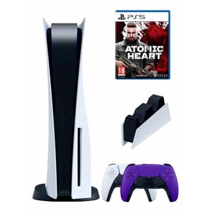 PS5 (ПС5) Игровая приставка Sony PlayStation 5 ( 3-я ревизия) + 2-й геймпад (фиолетовый) + зарядное +Anomig Heat