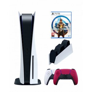 PS5 (ПС5) Игровая приставка Sony PlayStation 5 ( 3-я ревизия) + 2-й геймпад (красный) + зарядное + Mortal Combat 1