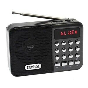 Радиоприёмник МК-066, акк 18650 CMiK , FM, microSD, BT, USB, серый