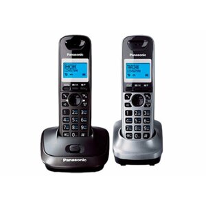 Радиотелефон домашний Panasonic KX-TG2512RU2 (2 трубки), темно-серый; серый металлик