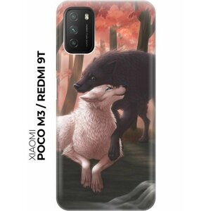 RE: PA Накладка Transparent для Xiaomi Poco M3 / Redmi 9T с принтом "Влюбленные волки"