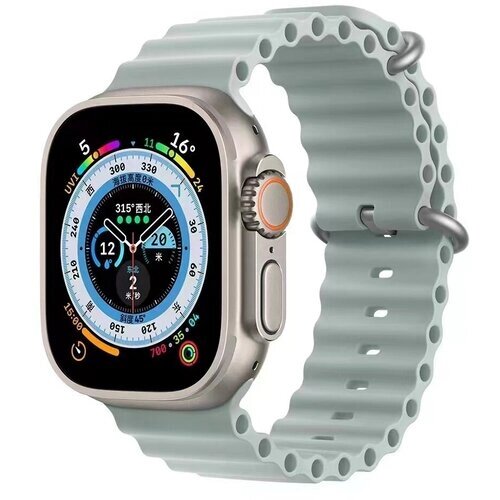 Ремешок силиконовый Ocean Band для Apple Watch 42/44/45/49 мм, на застежка, бледно-бирюзовый (18)