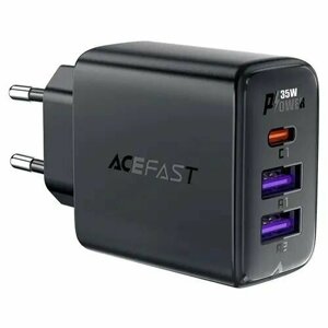 Сетевое зарядное устройство ACEFAST A57 PD35W GaN (2*USB-A+USB-C) charger. Цвет: черный.