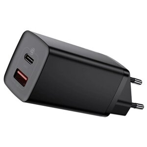 Сетевое Зарядное Устройство Адаптер Блок питания Baseus GaN2 lite USB+USB-C 3A 65W черное