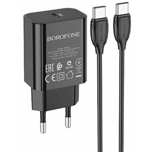 Сетевое зарядное устройство Borofone BA65A + кабель Type-C (черное)