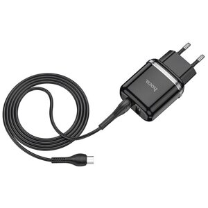 Сетевое зарядное устройство Hoco N4 Aspiring + кабель micro-USB, 12 Вт, Global, черный