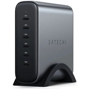 Сетевое зарядное устройство Satechi 200W USB-C х6-Port PD GaN Charger (ST-C200GM-EU), цвет серый