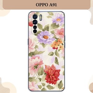 Силиконовый чехол "Акварельные пионы" на Oppo A91/Reno 3 / Оппо A91