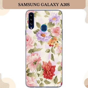 Силиконовый чехол "Акварельные пионы" на Samsung Galaxy A20s / Самсунг Галакси A20s