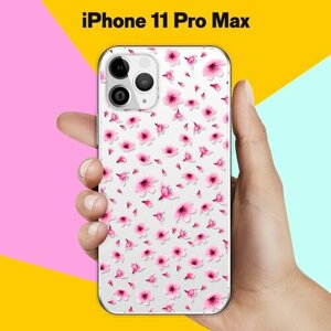 Силиконовый чехол Цветы розовые на Apple iPhone 11 Pro Max