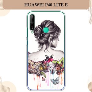 Силиконовый чехол "Девушка с бабочками" на Huawei P40 Lite E / Хуавей P40 Lite E
