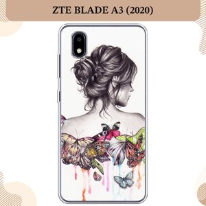 Силиконовый чехол "Девушка с бабочками" на ZTE Blade A3 (2020) / ЗТЕ Блэйд A3 2020