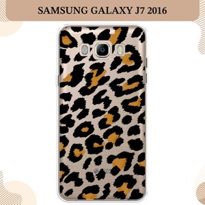 Силиконовый чехол "Коричнево-черные пятна" на Samsung Galaxy J7 2016 / Самсунг Галакси J7 2016, прозрачный