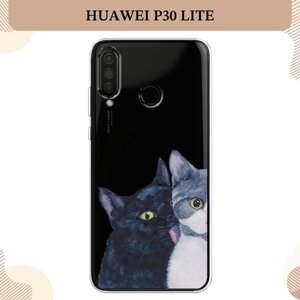 Силиконовый чехол "Кошачья любовь" на Huawei P30 Lite/Honor 20S/20 Lite (2020) / Хуавей P30 Лайт, прозрачный