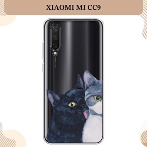 Силиконовый чехол "Кошачья любовь" на Xiaomi Mi CC9 / Сяоми Mi CC9, прозрачный