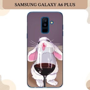 Силиконовый чехол "Кролик с бокалом" на Samsung Galaxy A6 Plus / Самсунг Галакси A6 Плюс