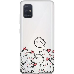 Силиконовый чехол Mcover для Samsung Galaxy A51 с рисунком Много котов