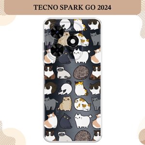 Силиконовый чехол "Милые котики" на Tecno Spark Go 2024/Spark 20C / Текно Спарк Го 2024/Спарк 20C, прозрачный