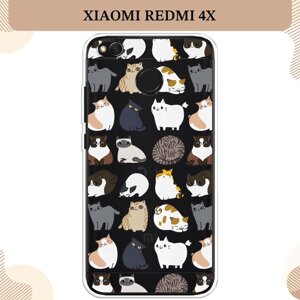 Силиконовый чехол "Милые котики" на Xiaomi Redmi 4X / Сяоми Редми 4X, прозрачный