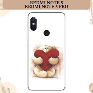 Силиконовый чехол "Мишка с сердцем 1" на Xiaomi Redmi Note 5/Note 5 Pro / Сяоми Редми Нот 5/Нот 5 Про