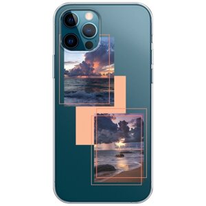 Силиконовый чехол на Apple iPhone 12 / Айфон 12 "Sky collage", прозрачный