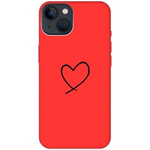 Силиконовый чехол на Apple iPhone 13 Mini / Эпл Айфон 13 мини с рисунком "Heart" Soft Touch красный