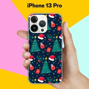 Силиконовый чехол на Apple iPhone 13 Pro Узор новогодний / для Эпл Айфон 13 Про