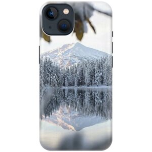 Силиконовый чехол на Apple iPhone 14 / Эпл Айфон 14 с рисунком "Озеро в заснеженном лесу"