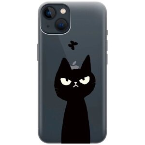Силиконовый чехол на Apple iPhone 14 Plus / Эпл Айфон 14 Плюс с рисунком "Disgruntled Cat"