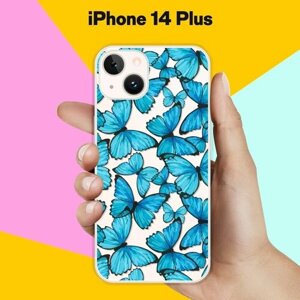 Силиконовый чехол на Apple iPhone 14 Plus Узор из бабочек / для Эпл Айфон 14 Плюс