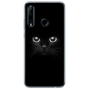 Силиконовый чехол на Honor 10i/20 Lite 2019/20e/Huawei P Smart Plus 2019 / Хонор 10i Взгляд черной кошки