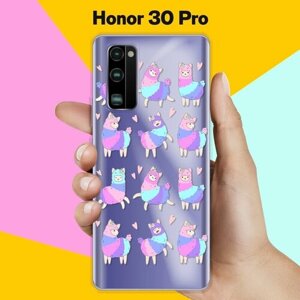 Силиконовый чехол на Honor 30 Pro Фиолетовые ламы / для Хонор 30 Про
