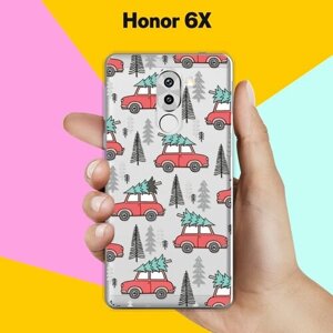 Силиконовый чехол на Honor 6X Машины с елками / для Хонор 6 Икс