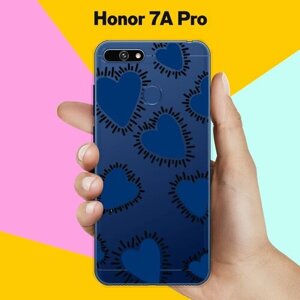 Силиконовый чехол на Honor 7A Pro Синий сердца / для Хонор 7А Про