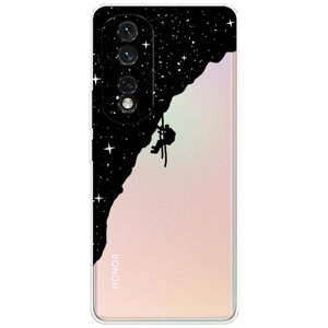 Силиконовый чехол на Honor 80 Pro / Хонор 80 Про Скалолаз в космосе, прозрачный