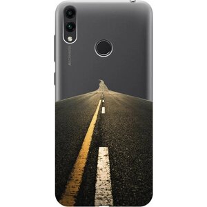 Силиконовый чехол на Honor 8C, Хонор 8С с 3D принтом "Road" прозрачный