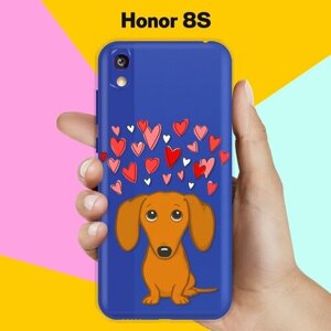 Силиконовый чехол на Honor 8S Такса и сердца / для Хонор 8С