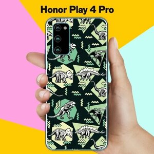 Силиконовый чехол на Honor Play 4 Pro Узор из динозавров / для Хонор Плэй 4 Про