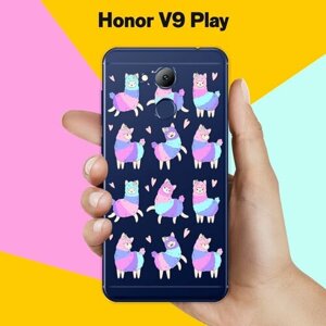 Силиконовый чехол на Honor V9 Play Фиолетовые ламы / для Хонор Ви 9 Плэй