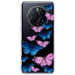 Силиконовый чехол на Huawei Mate 50 Pro / Хуавей Мате 50 Про "Полет бабочек", прозрачный