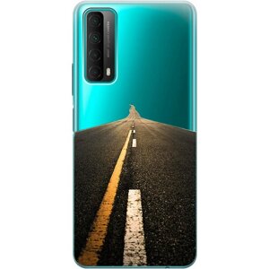 Силиконовый чехол на Huawei P Smart (2021), Хуавей П Смарт (2021) с 3D принтом "Road" прозрачный