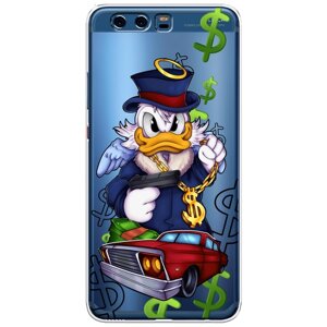 Силиконовый чехол на Huawei P10 Plus / Хуавей П10 Плюс "Scrooge McDuck with a Gold Chain", прозрачный