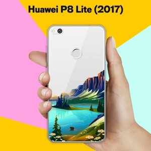 Силиконовый чехол на Huawei P8 Lite 2017 Озеро и горы / для Хуавей П8 Лайт (2017)