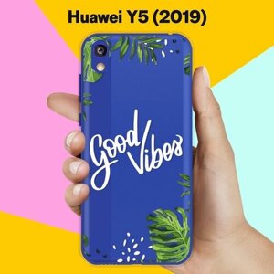 Силиконовый чехол на Huawei Y5 2019 Надпись в пальмах / для Хуавей У5 2019