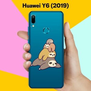 Силиконовый чехол на Huawei Y6 2019 3 ленивца / для Хуавей У6 2019