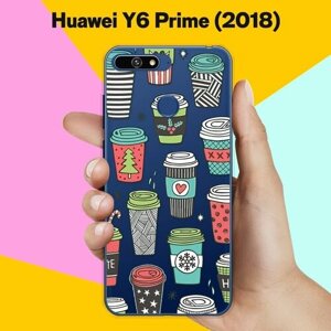 Силиконовый чехол на Huawei Y6 Prime 2018 Узор из стаканчиков / для Хуавей У6 Прайм 2018
