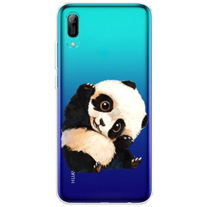 Силиконовый чехол на Huawei Y6 Pro (Prime) 2019 / Хуавей Y6 Про 2019 "Большеглазая панда", прозрачный