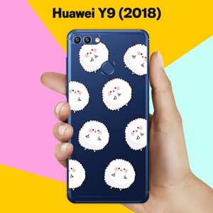 Силиконовый чехол на Huawei Y9 (2018) Белые ежики / для Хуавей У9 2018